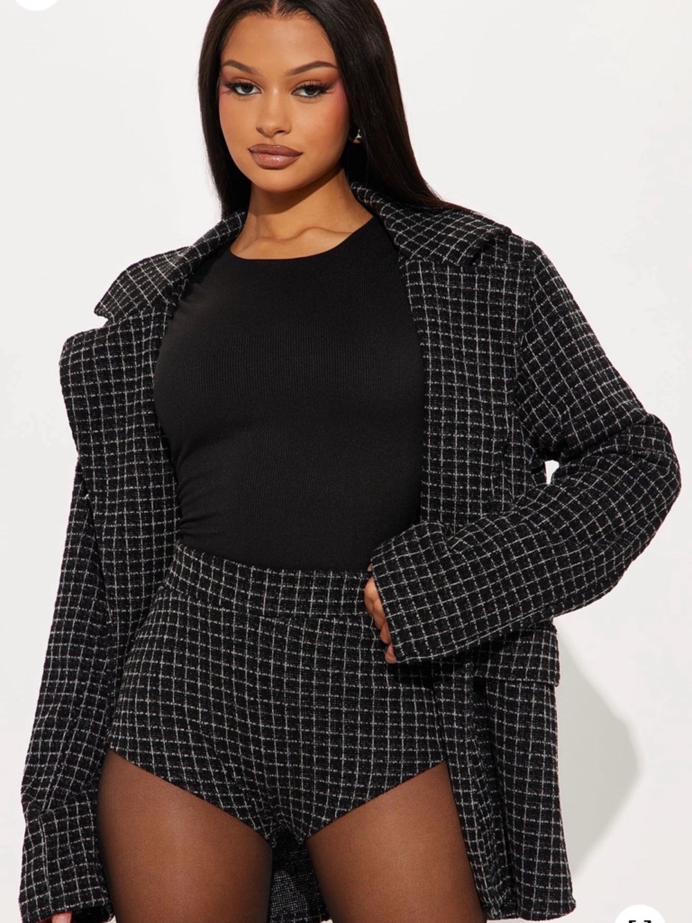 Personal Touch Tweed Micro Short Set - Black/combo